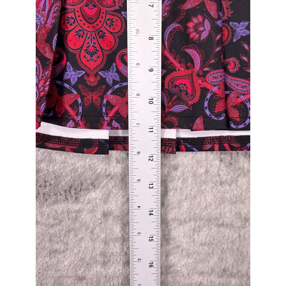 I.AM.GIA Pleated Mini Skirt Small Womens Fun Paisley Print Scuba Stretch - Picture 5 of 7